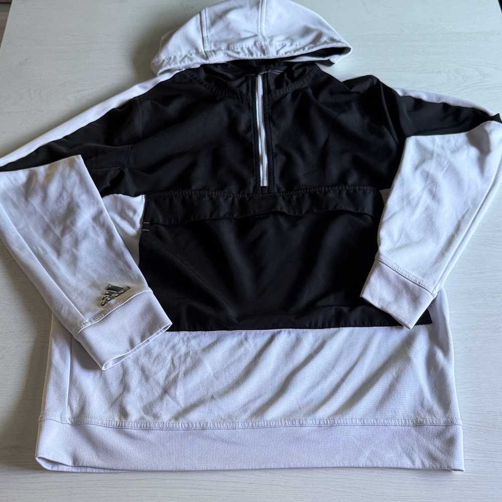 Adidas Gray Performance Jacket Quarter Zip, Hoodie Lightweight. Size 13-14 Youth